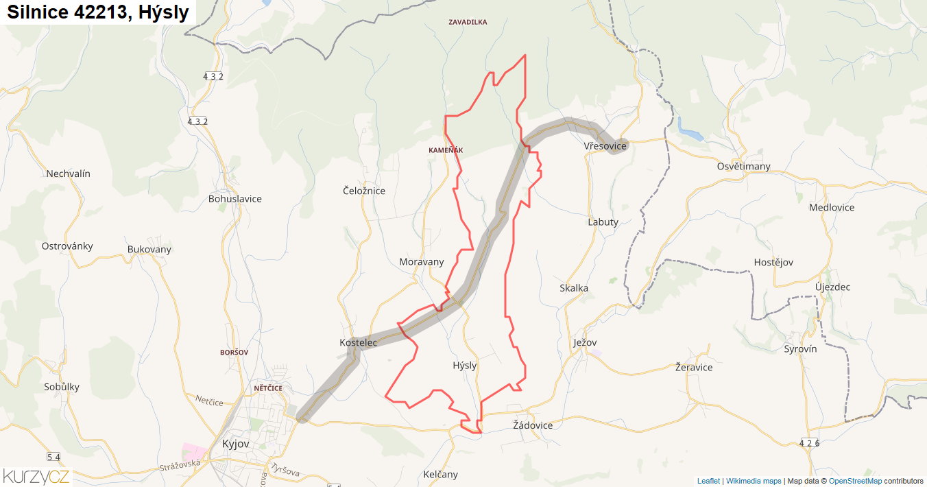 Hýsly, Silnice 42213 - Mapa