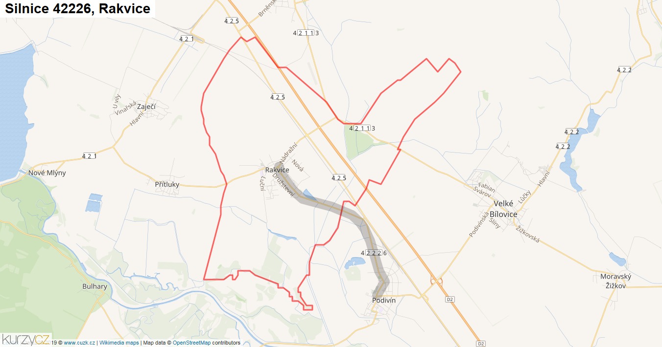 Rakvice, Silnice 42226 - Mapa