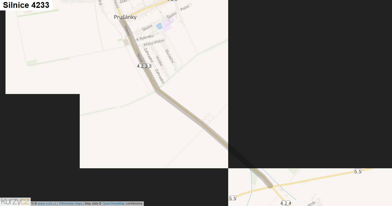 Silnice 4233 - mapa Silnice 4233