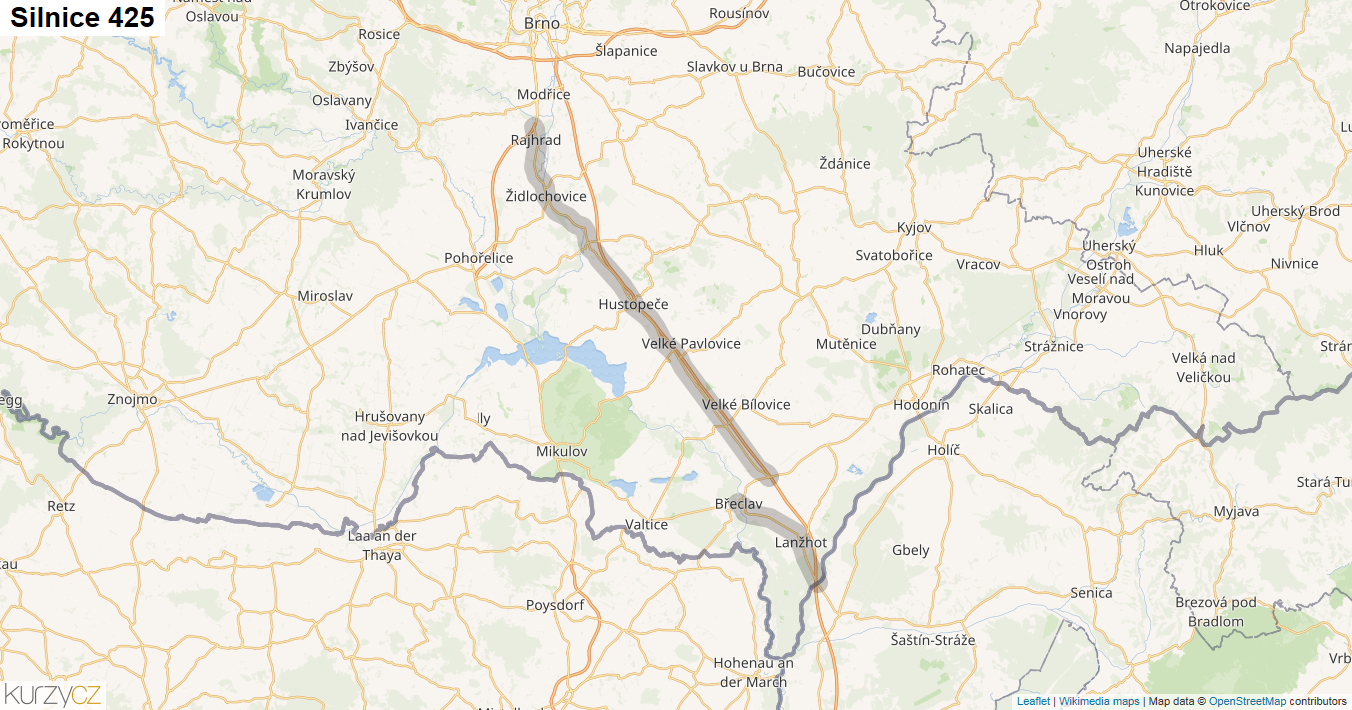 Silnice 425 - mapa Silnice 425