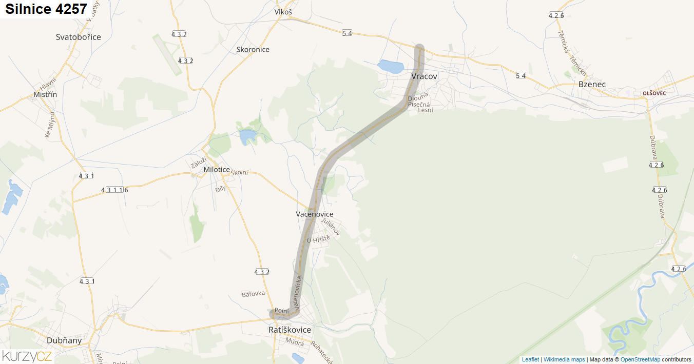 Silnice 4257 - mapa Silnice 4257