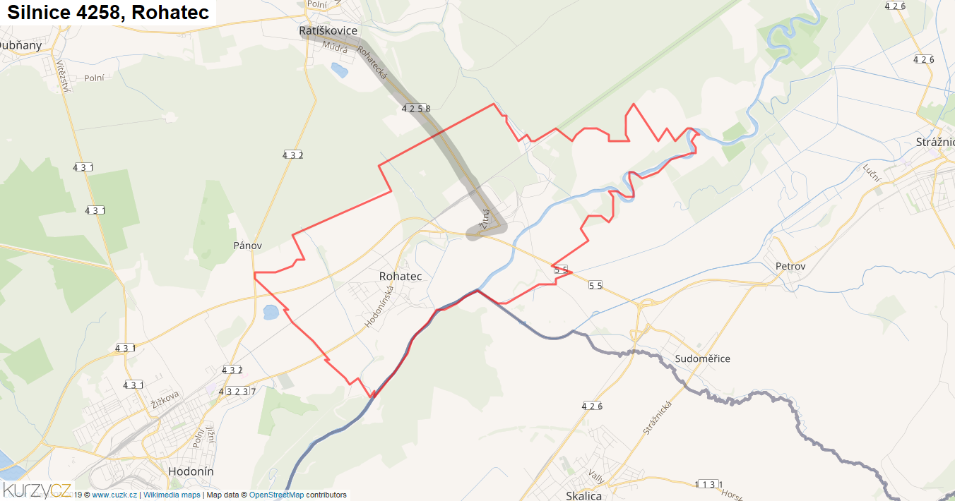 Rohatec, Silnice 4258 - Mapa