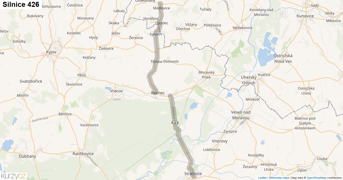 Silnice 426 - mapa Silnice 426