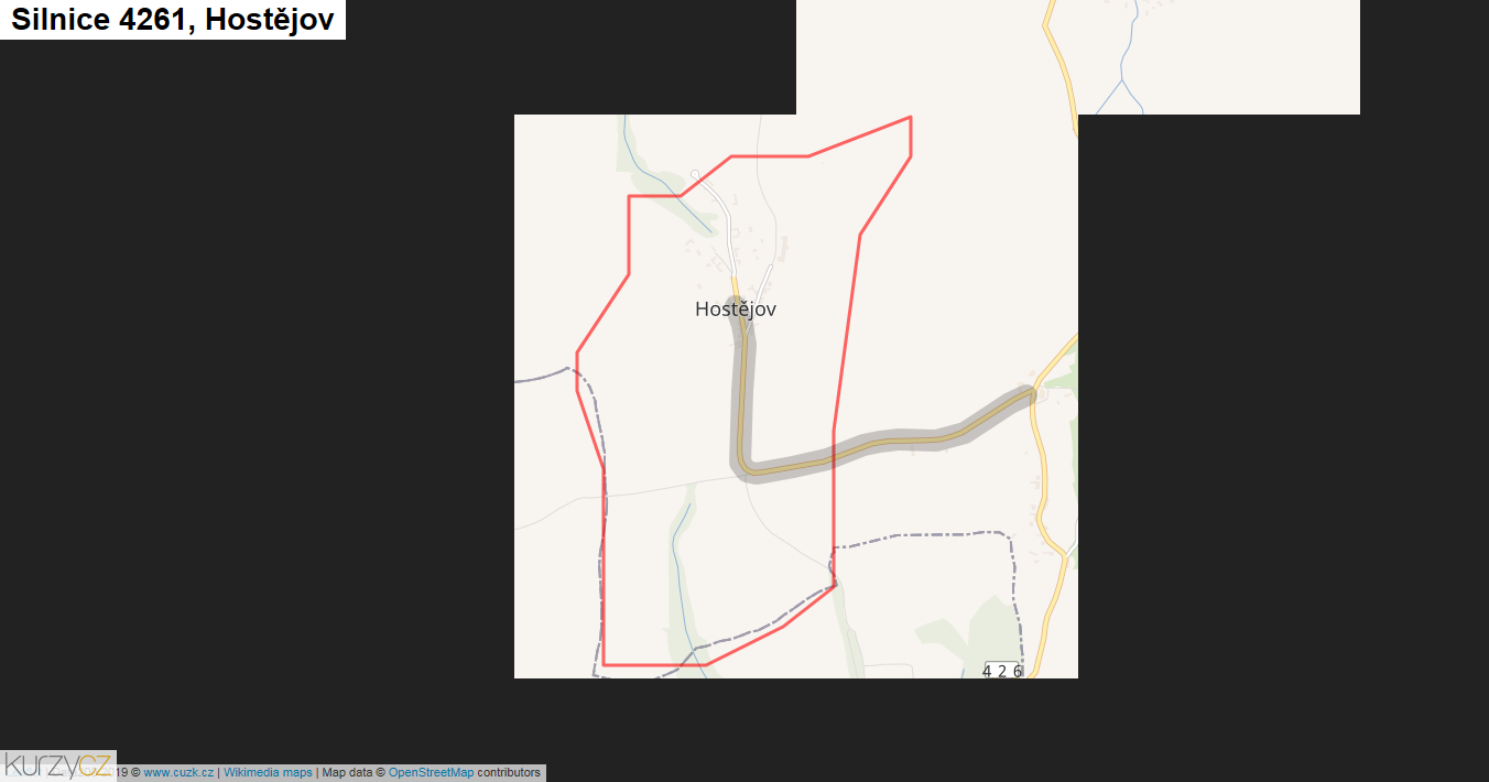 Hostějov, Silnice 4261 - Mapa