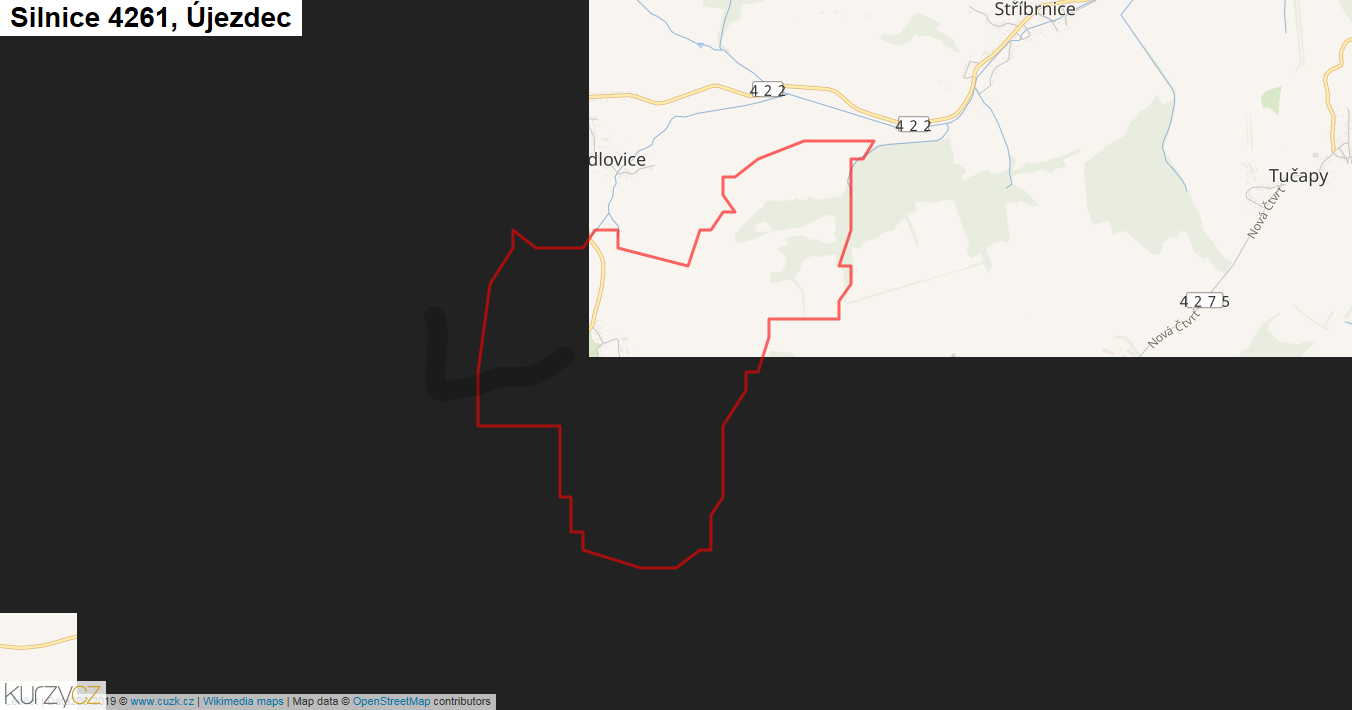 Újezdec, Silnice 4261 - Mapa