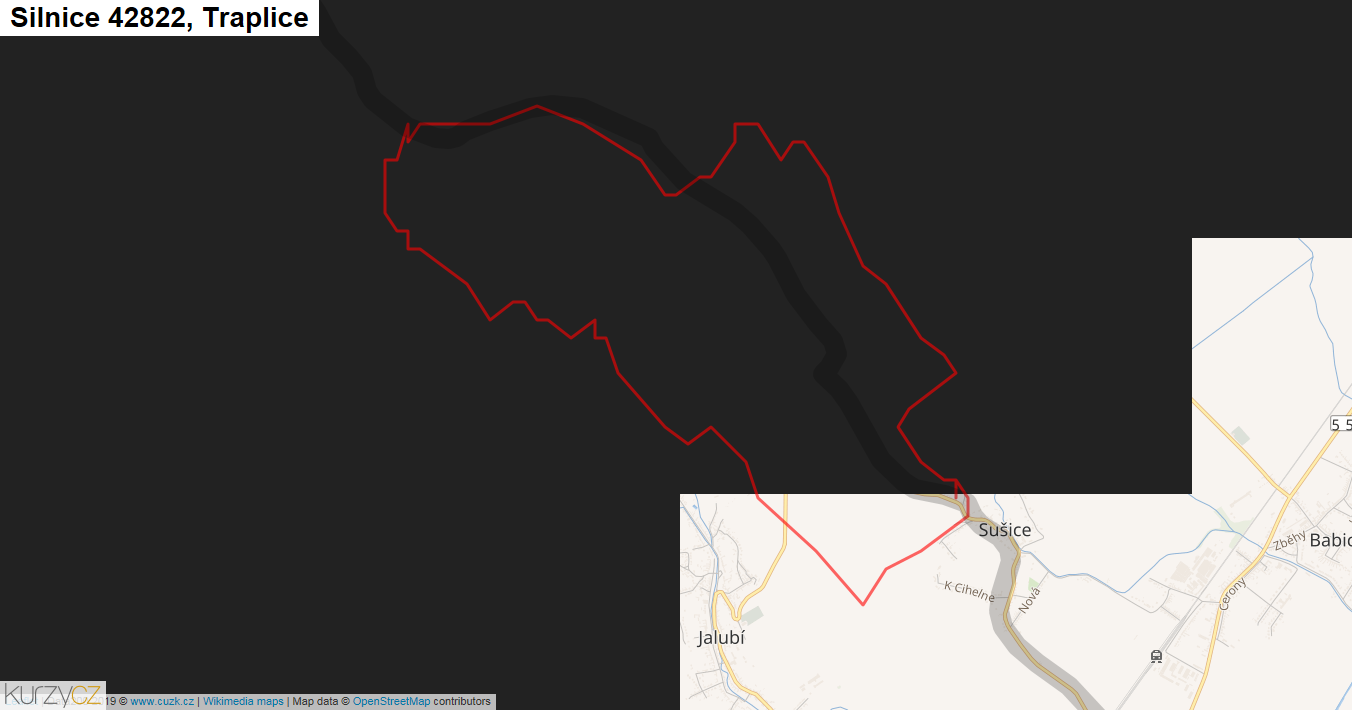 Traplice, Silnice 42822 - Mapa