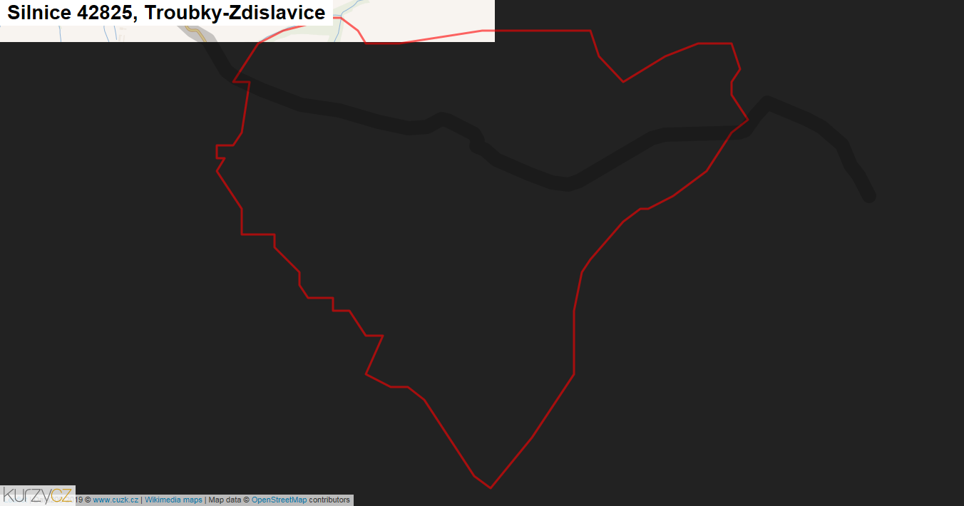 Troubky-Zdislavice, Silnice 42825 - Mapa