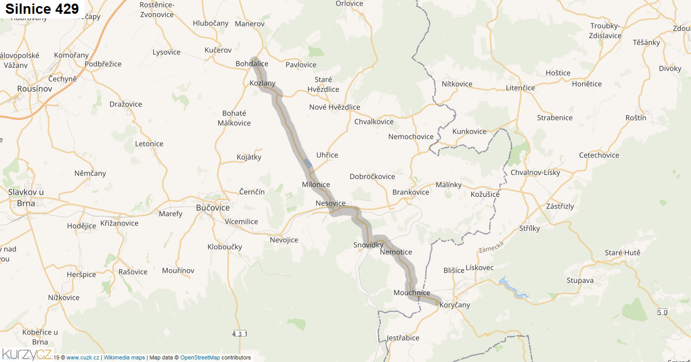 Silnice 429 - mapa Silnice 429