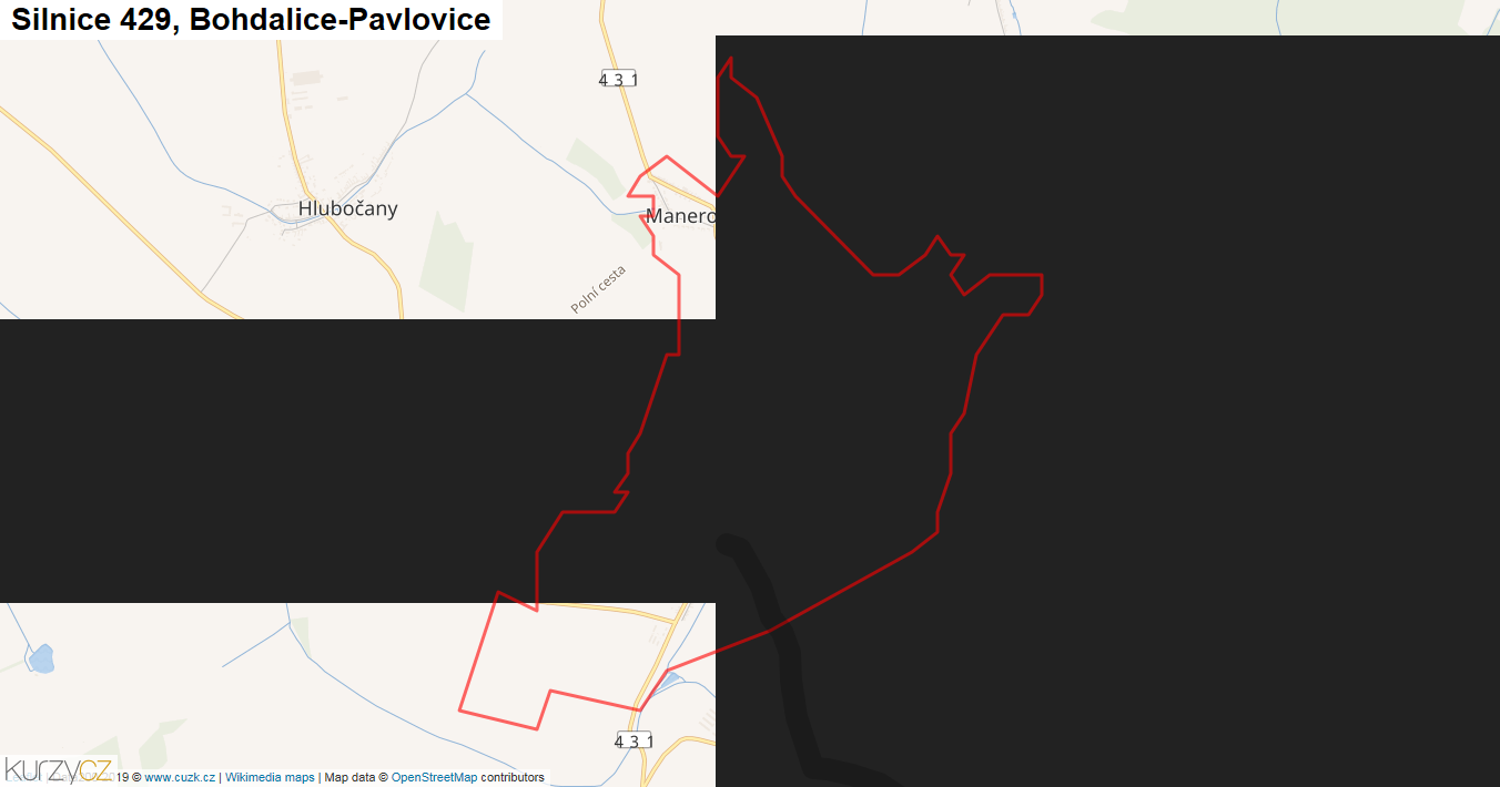 Bohdalice-Pavlovice, Silnice 429 - Mapa