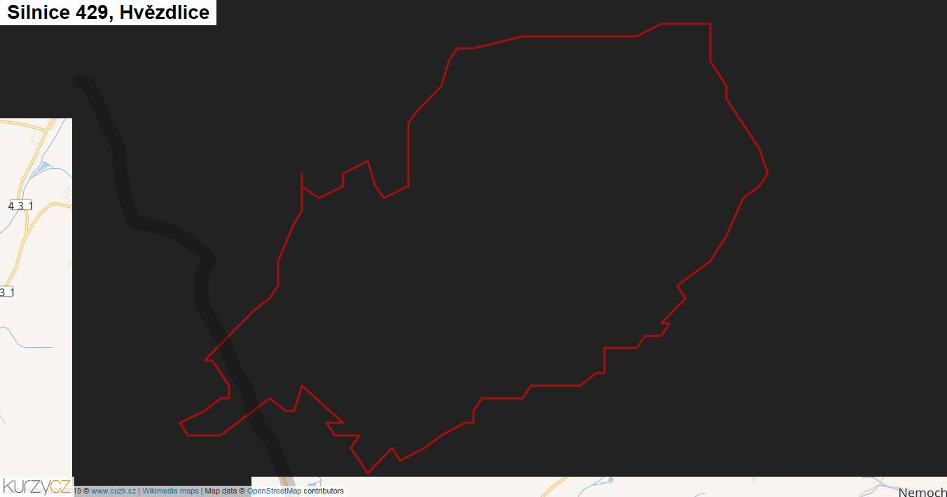 Hvězdlice, Silnice 429 - Mapa