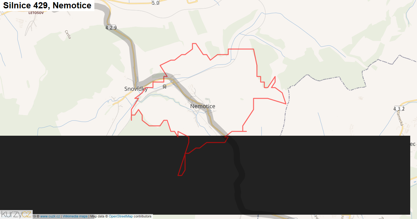 Nemotice, Silnice 429 - Mapa