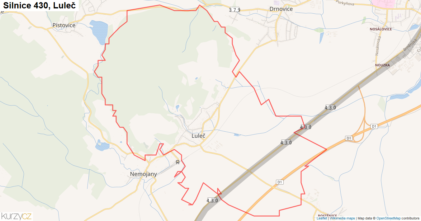Luleč, Silnice 430 - Mapa