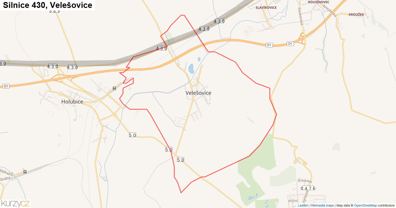 Velešovice, Silnice 430 - Mapa