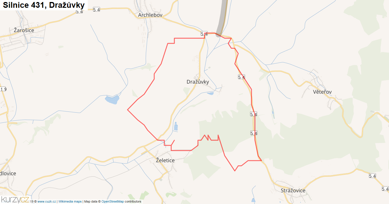 Dražůvky, Silnice 431 - Mapa