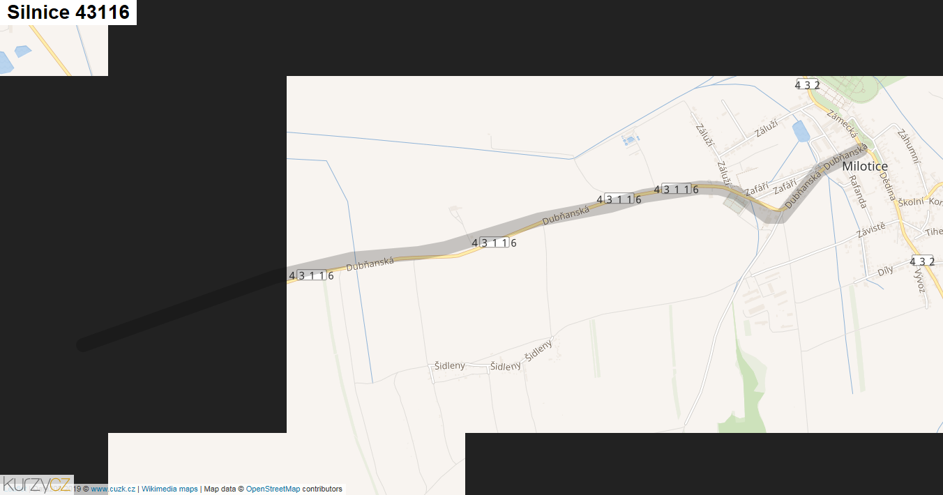 Silnice 43116 - mapa Silnice 43116