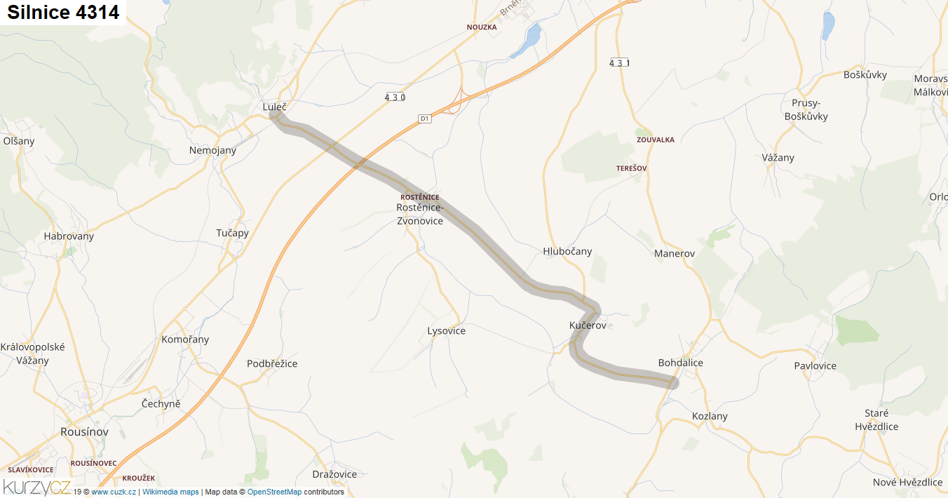 Silnice 4314 - mapa Silnice 4314