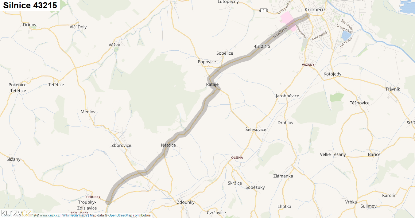 Silnice 43215 - mapa Silnice 43215