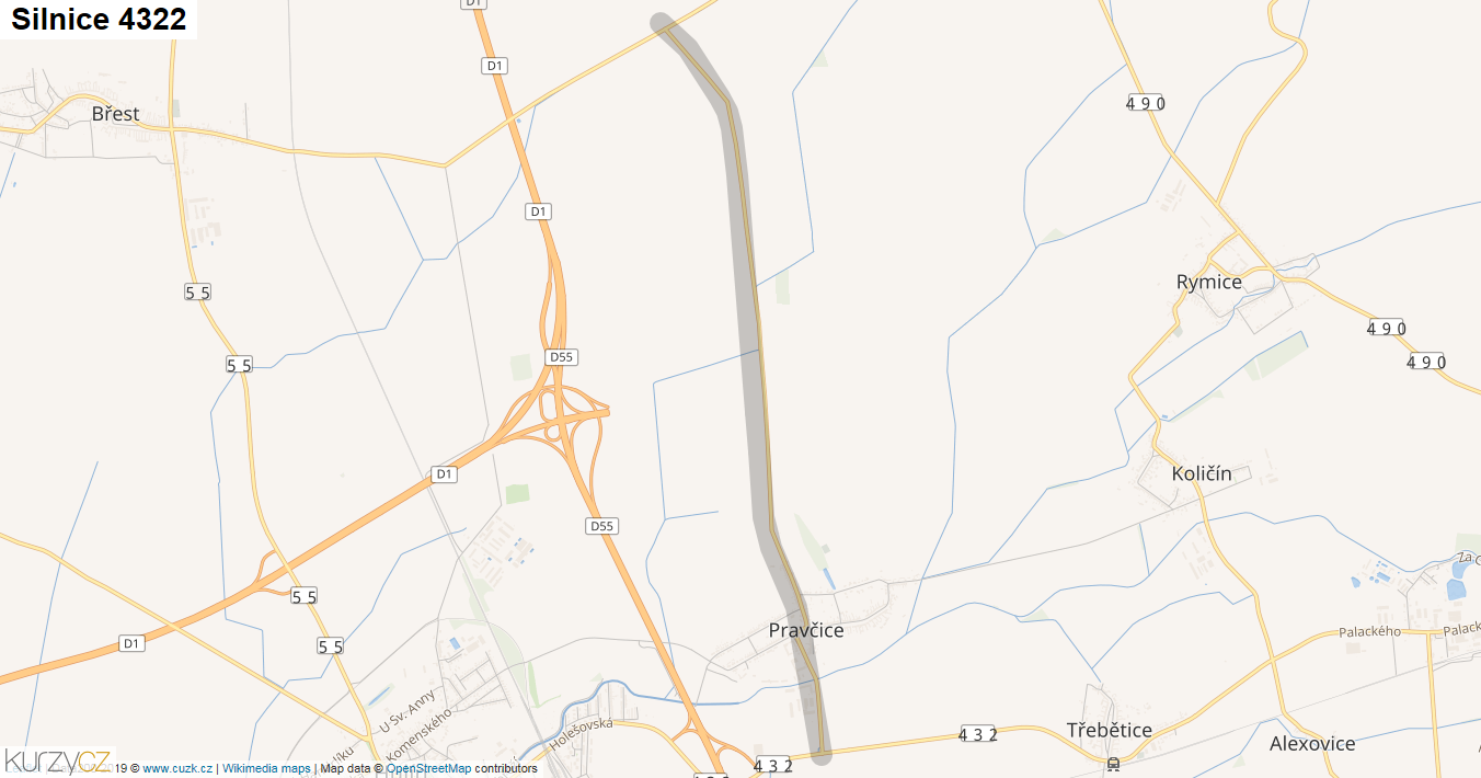 Silnice 4322 - mapa Silnice 4322
