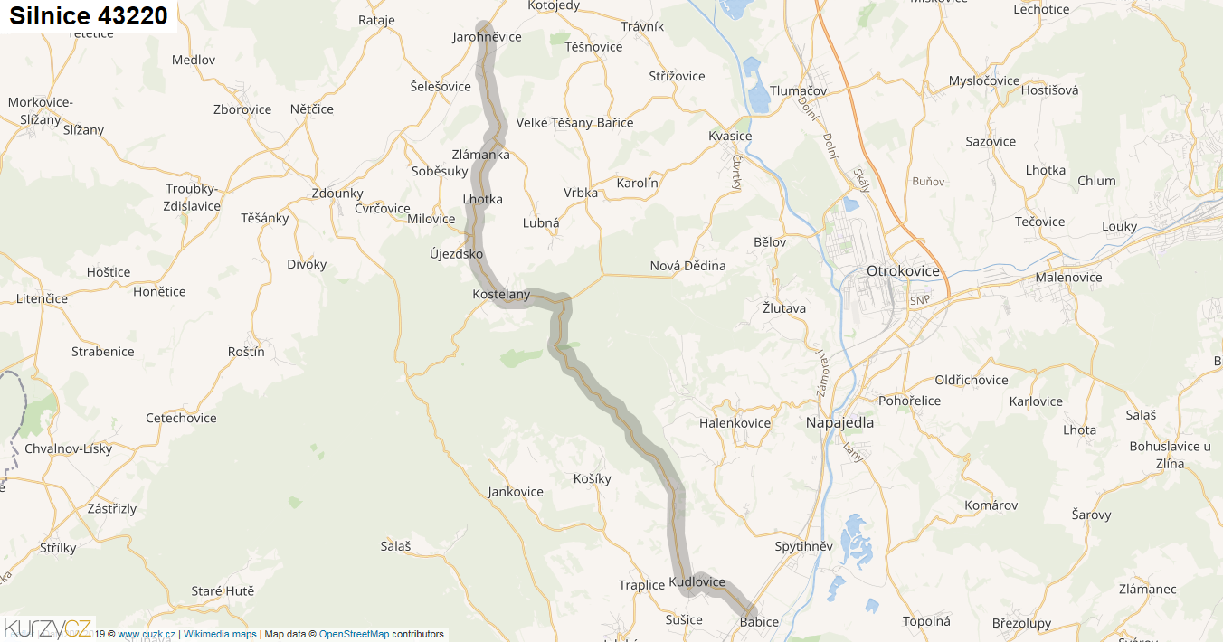 Silnice 43220 - mapa Silnice 43220