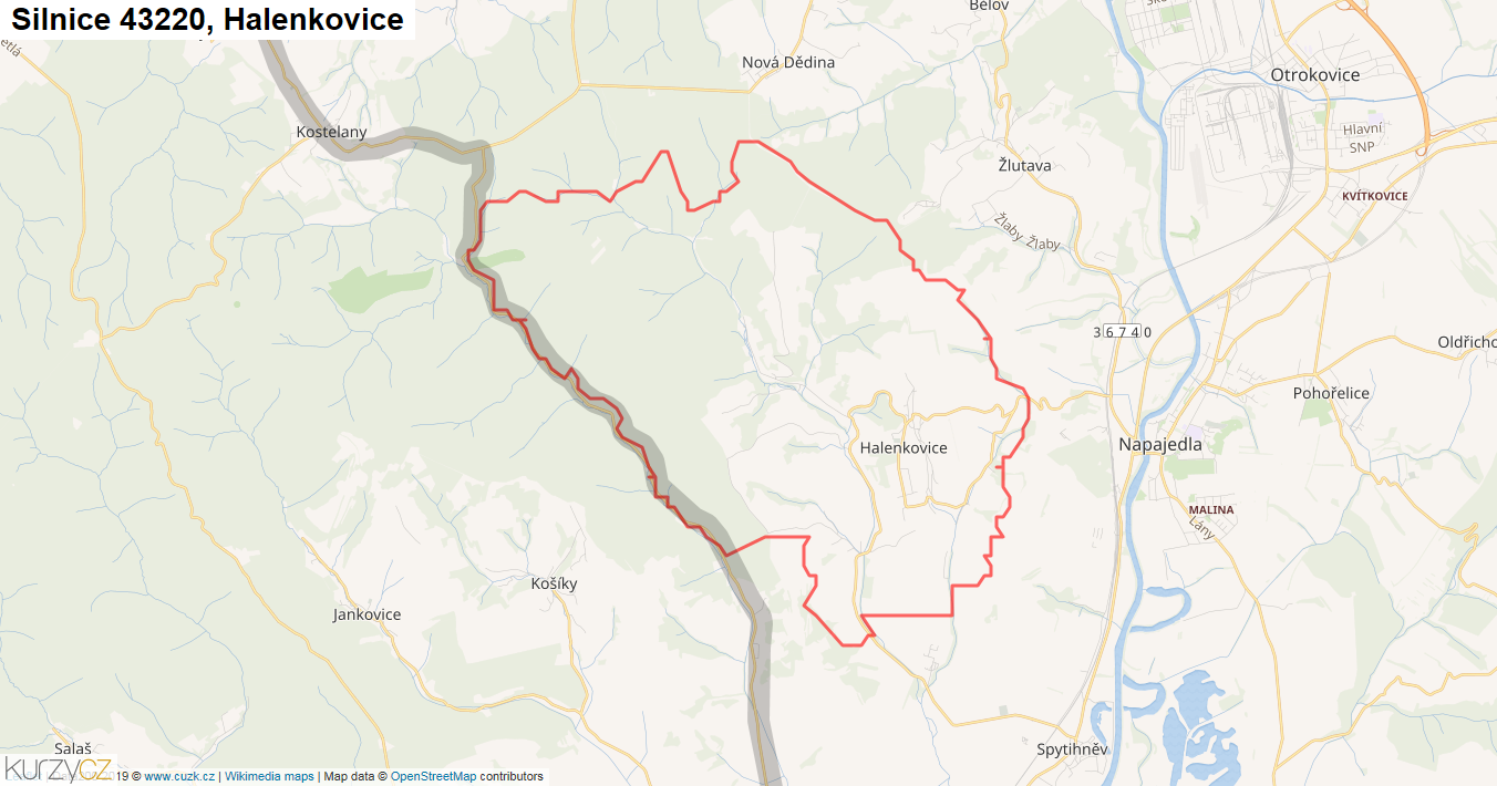 Halenkovice, Silnice 43220 - Mapa
