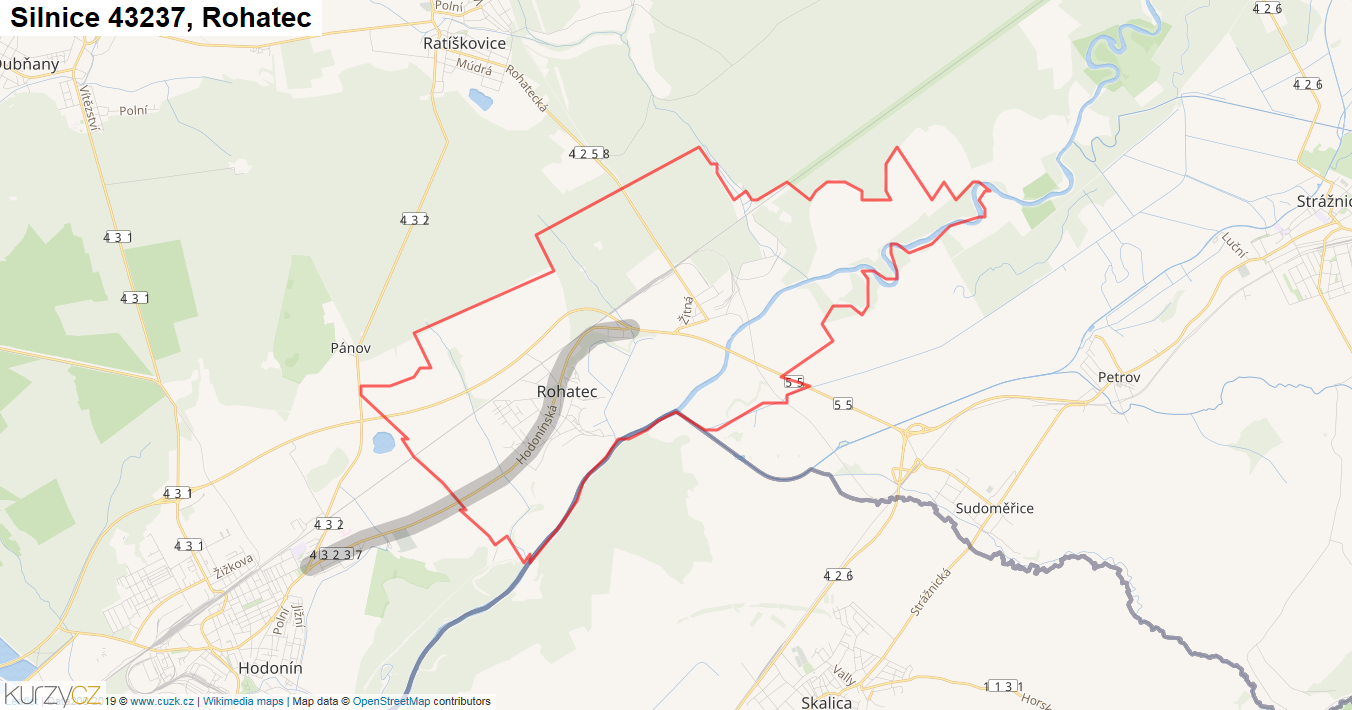 Rohatec, Silnice 43237 - Mapa