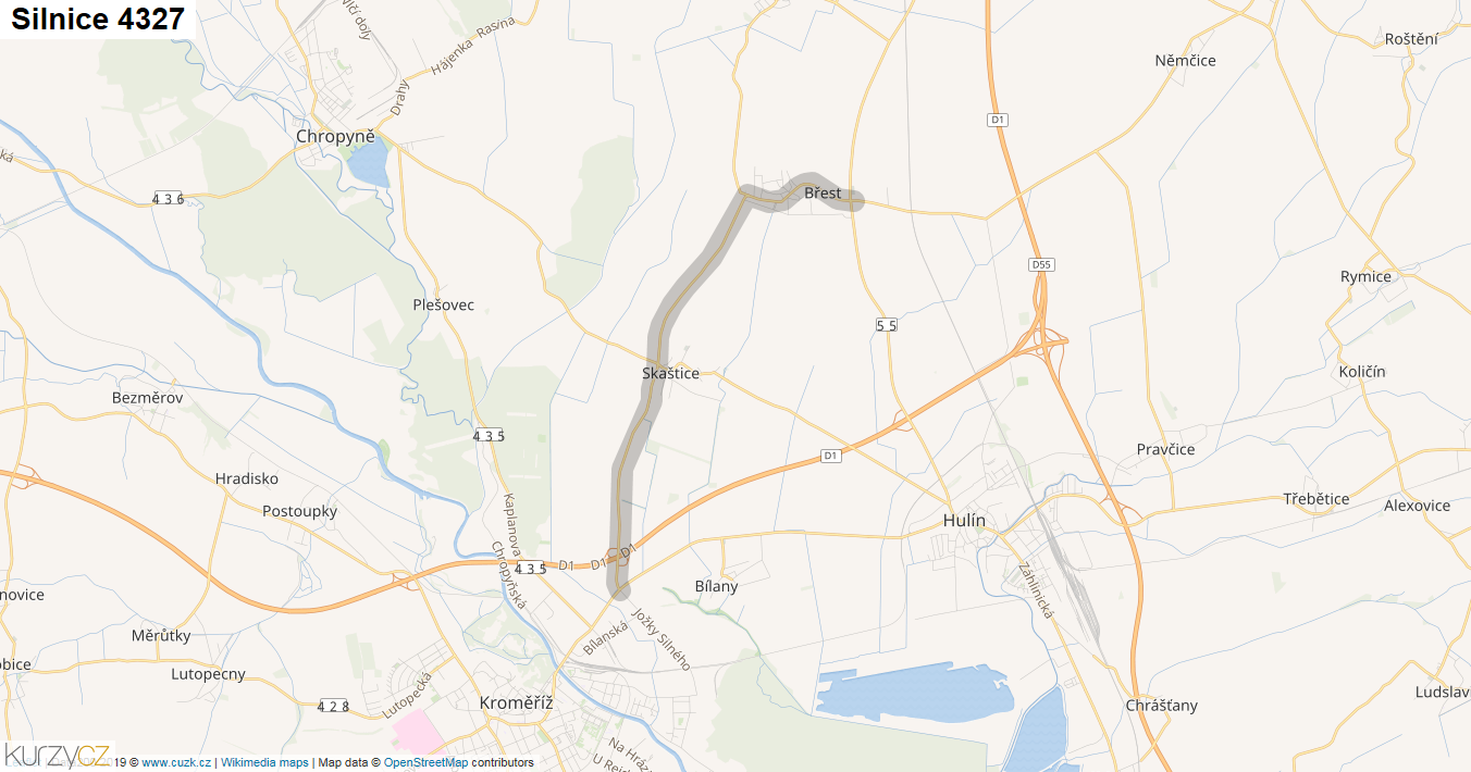 Silnice 4327 - mapa Silnice 4327