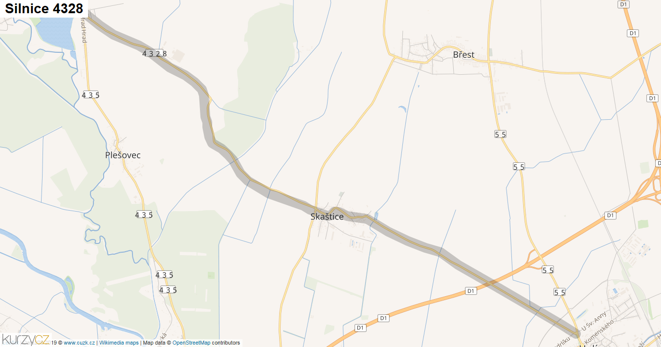 Silnice 4328 - mapa Silnice 4328
