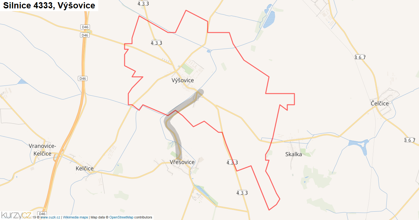 Výšovice, Silnice 4333 - Mapa