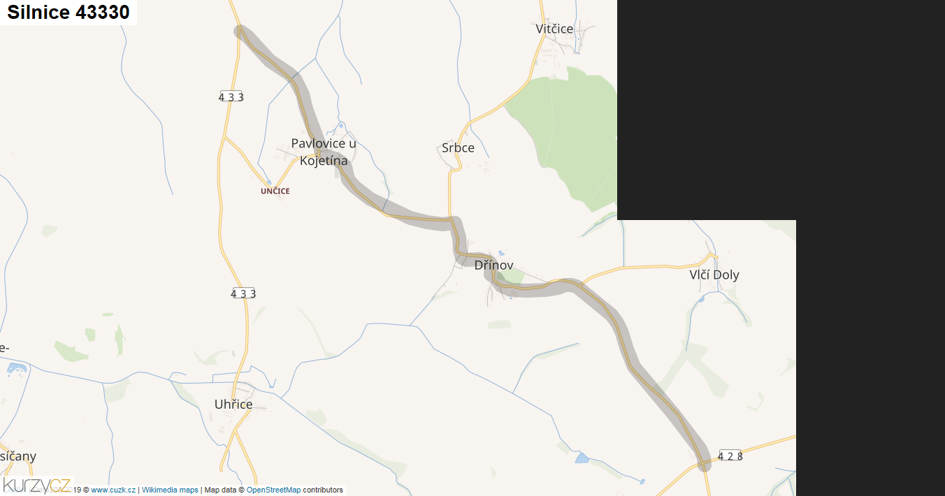 Silnice 43330 - mapa Silnice 43330