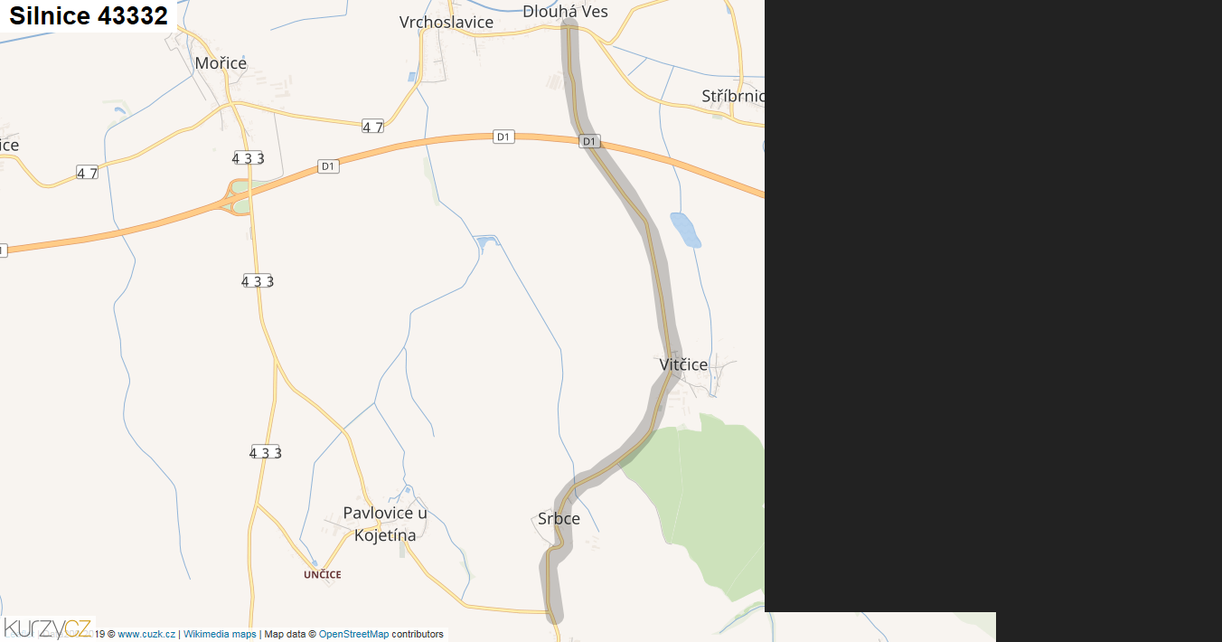 Silnice 43332 - mapa Silnice 43332