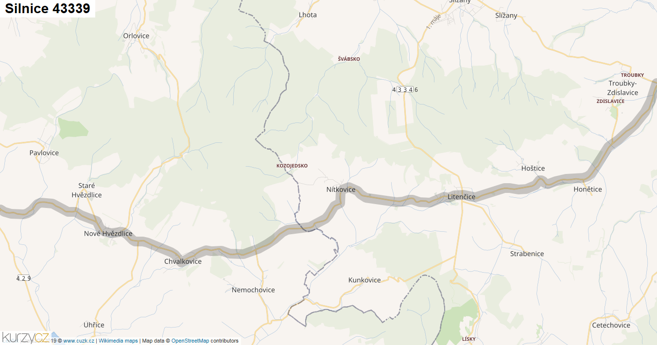 Silnice 43339 - mapa Silnice 43339
