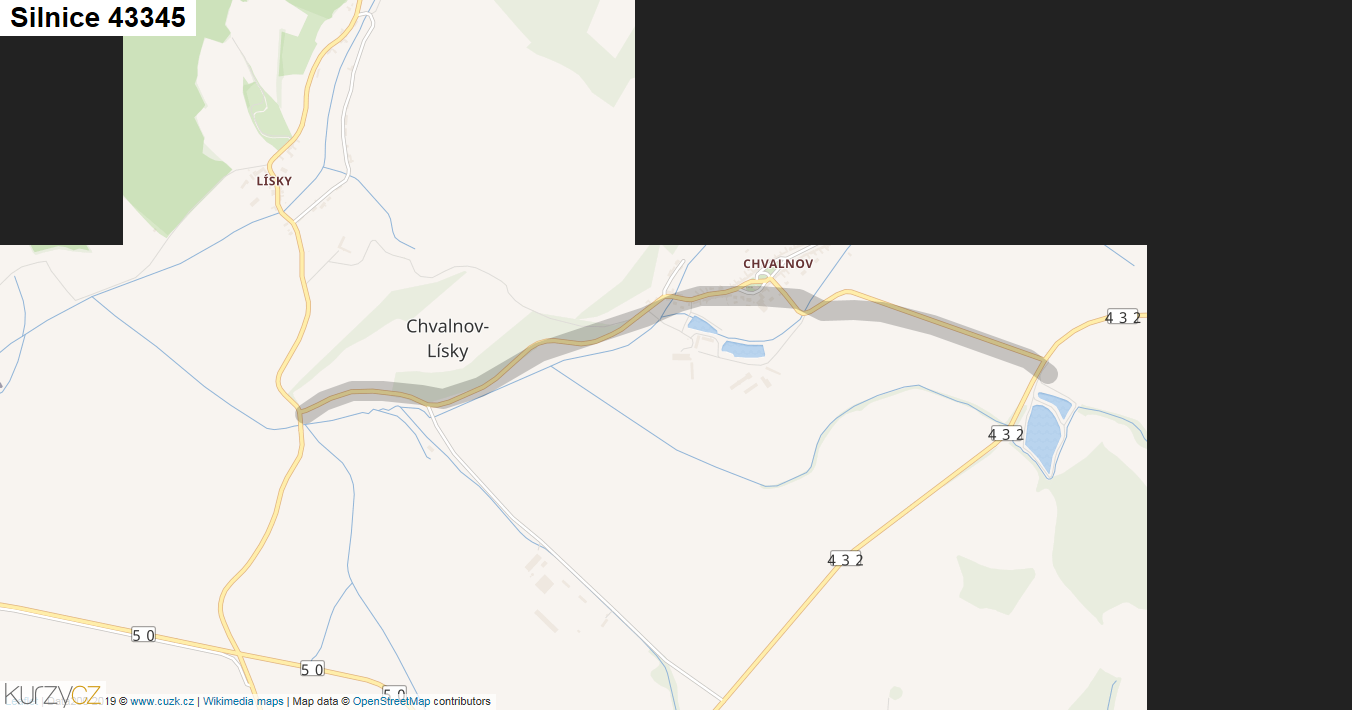 Silnice 43345 - mapa Silnice 43345