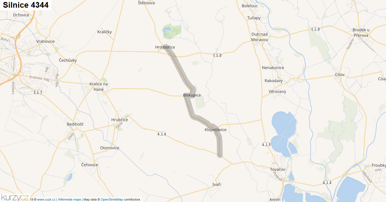 Silnice 4344 - mapa Silnice 4344