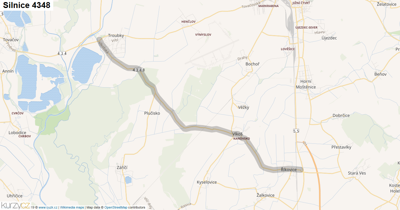 Silnice 4348 - mapa Silnice 4348