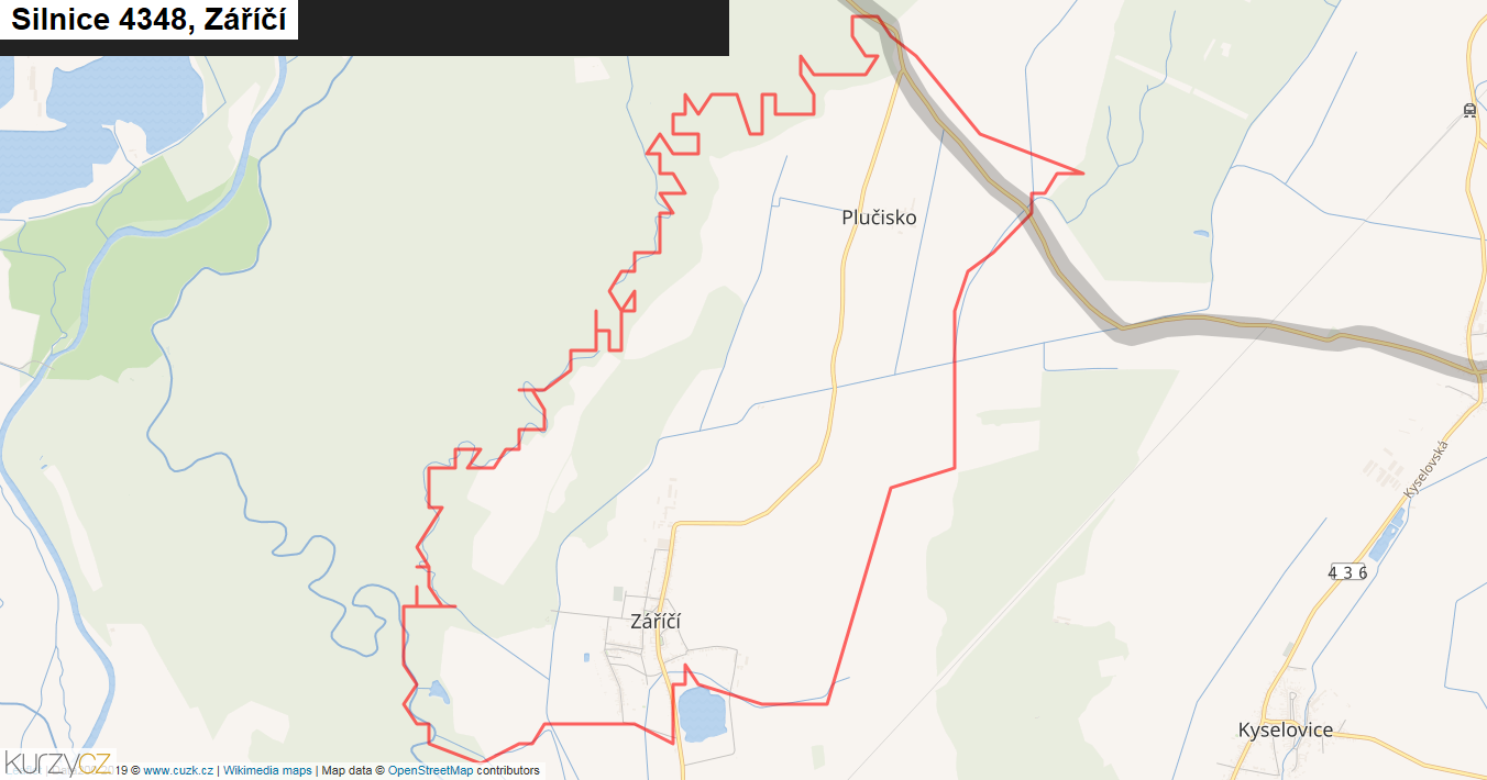 Záříčí, Silnice 4348 - Mapa