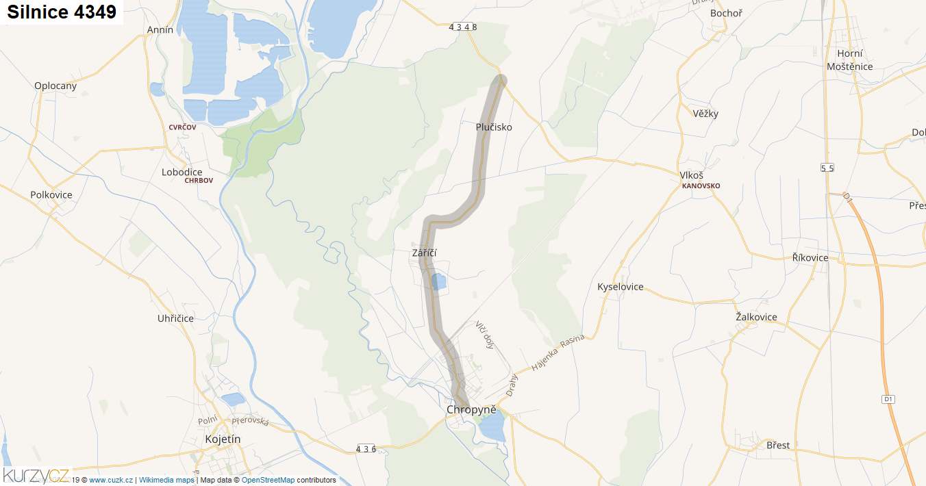 Silnice 4349 - mapa Silnice 4349