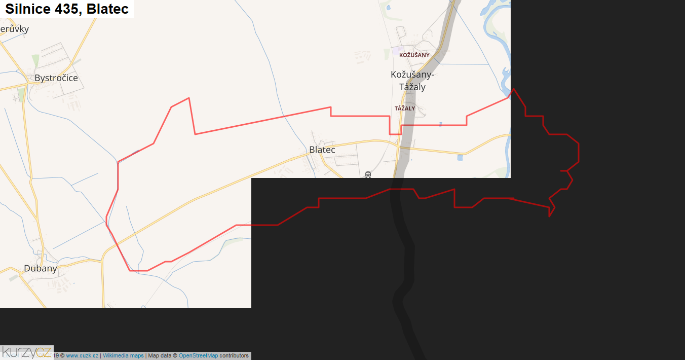 Blatec, Silnice 435 - Mapa