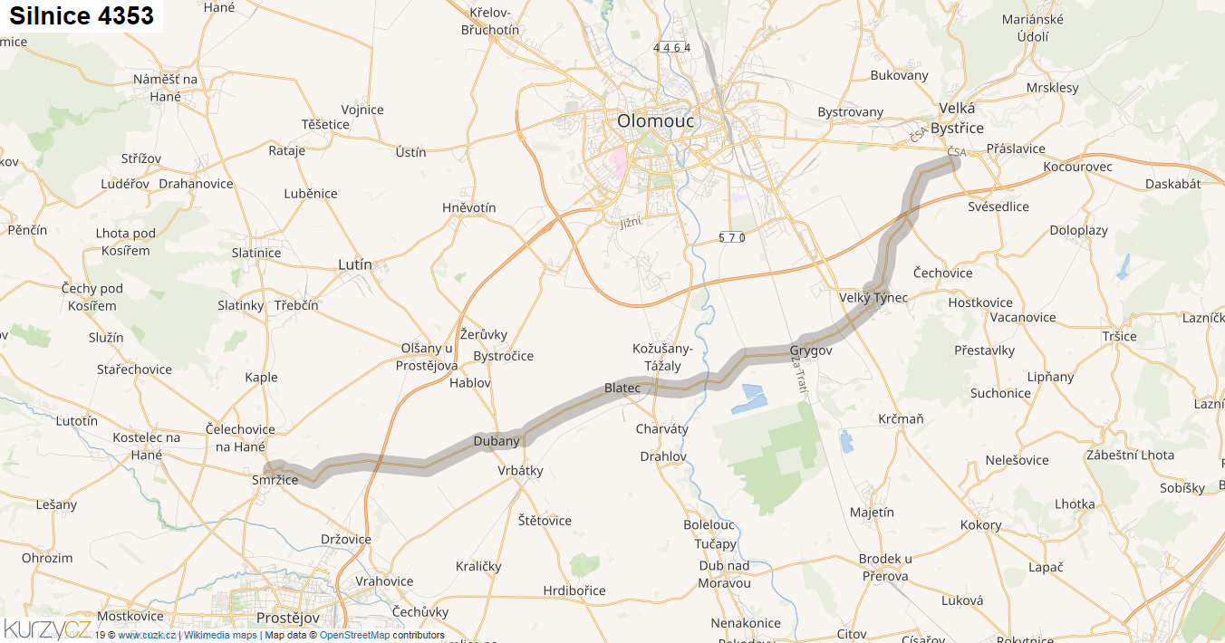 Silnice 4353 - mapa Silnice 4353