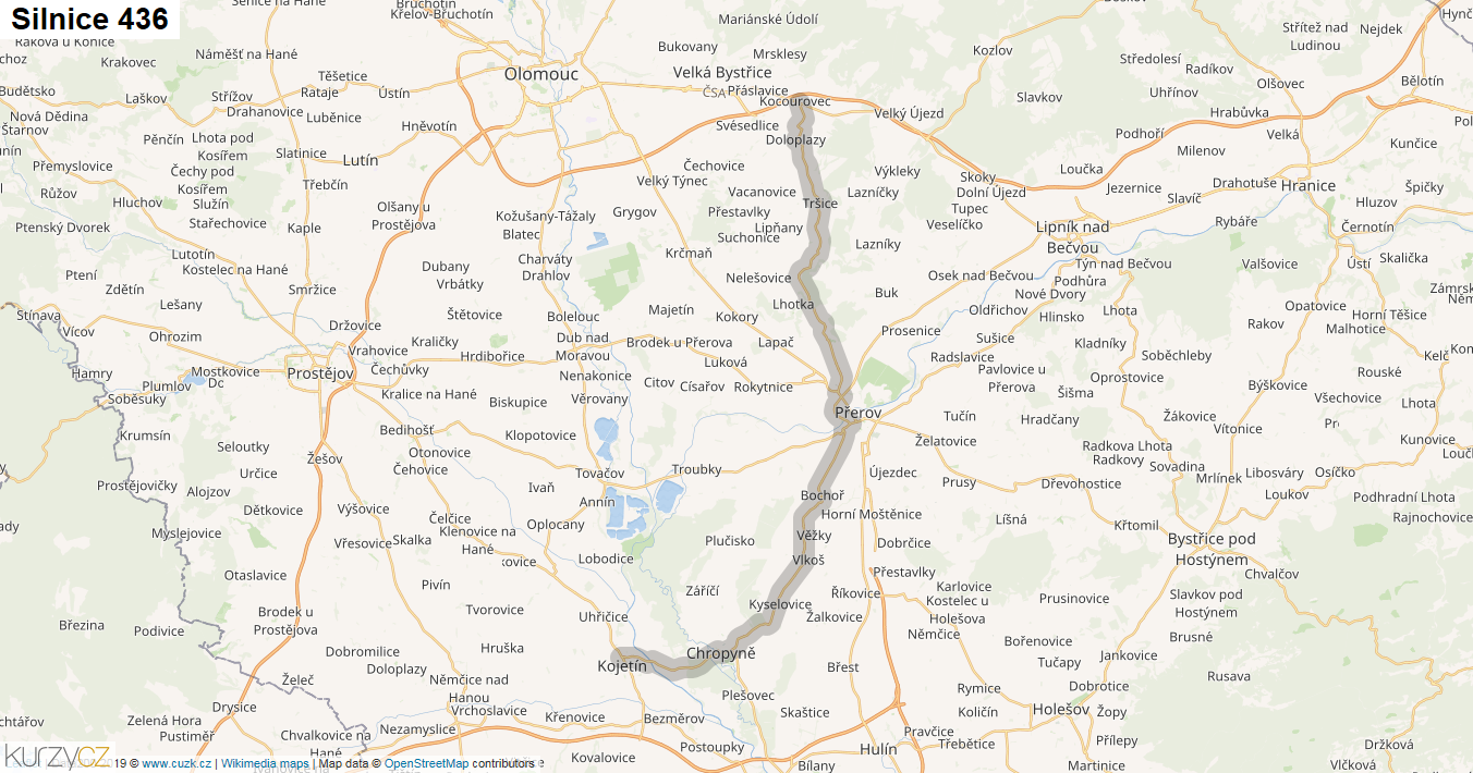 Silnice 436 - mapa Silnice 436