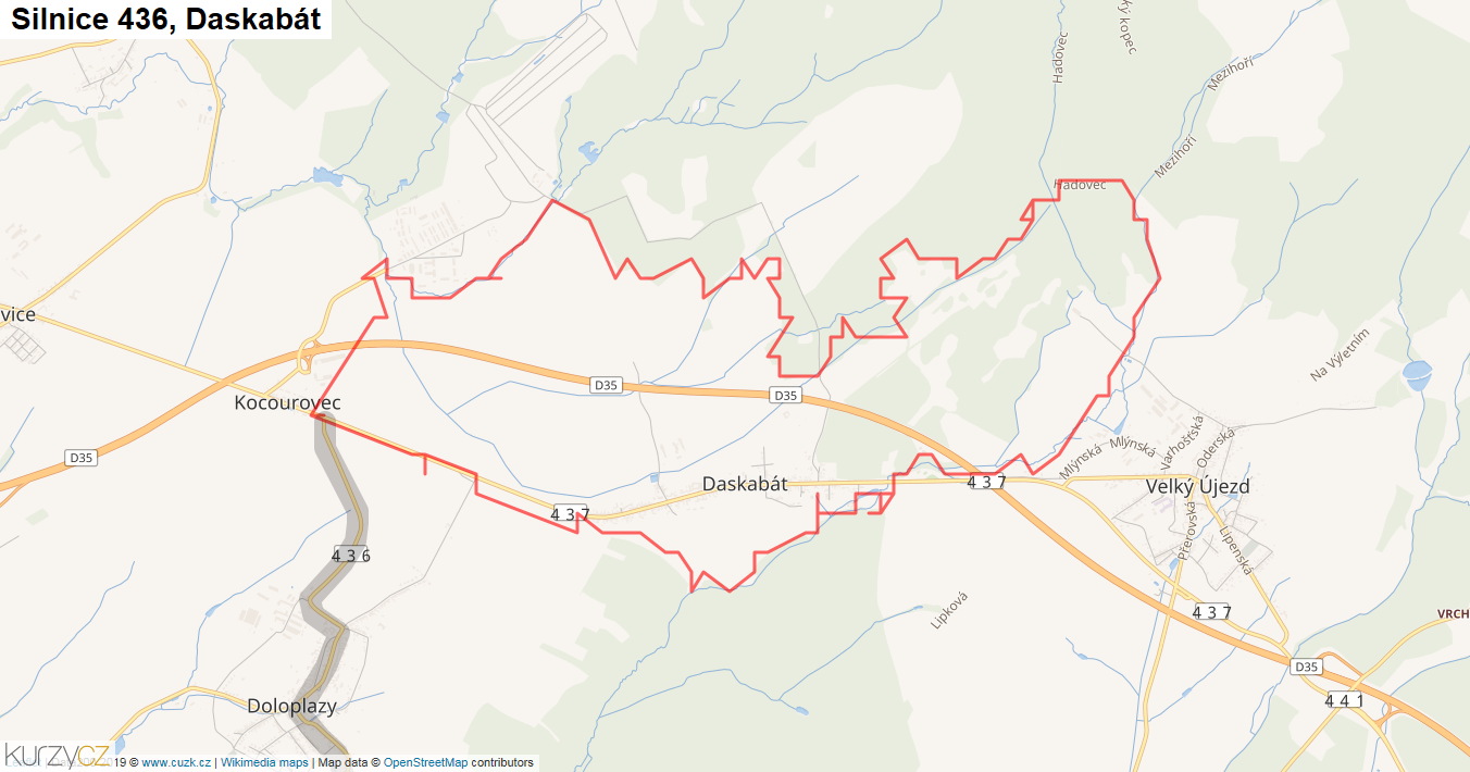 Daskabát, Silnice 436 - Mapa