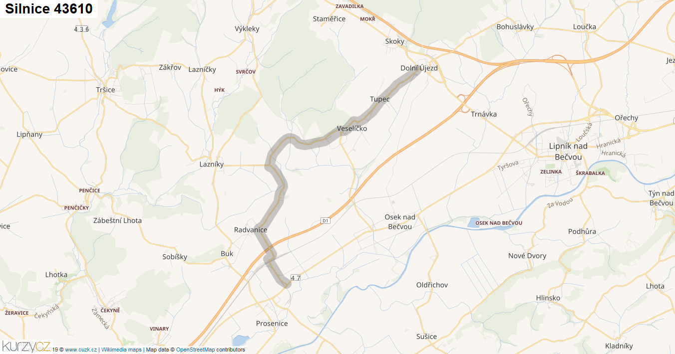 Silnice 43610 - mapa Silnice 43610