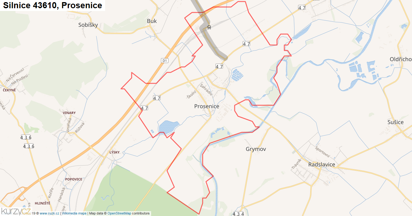 Prosenice, Silnice 43610 - Mapa
