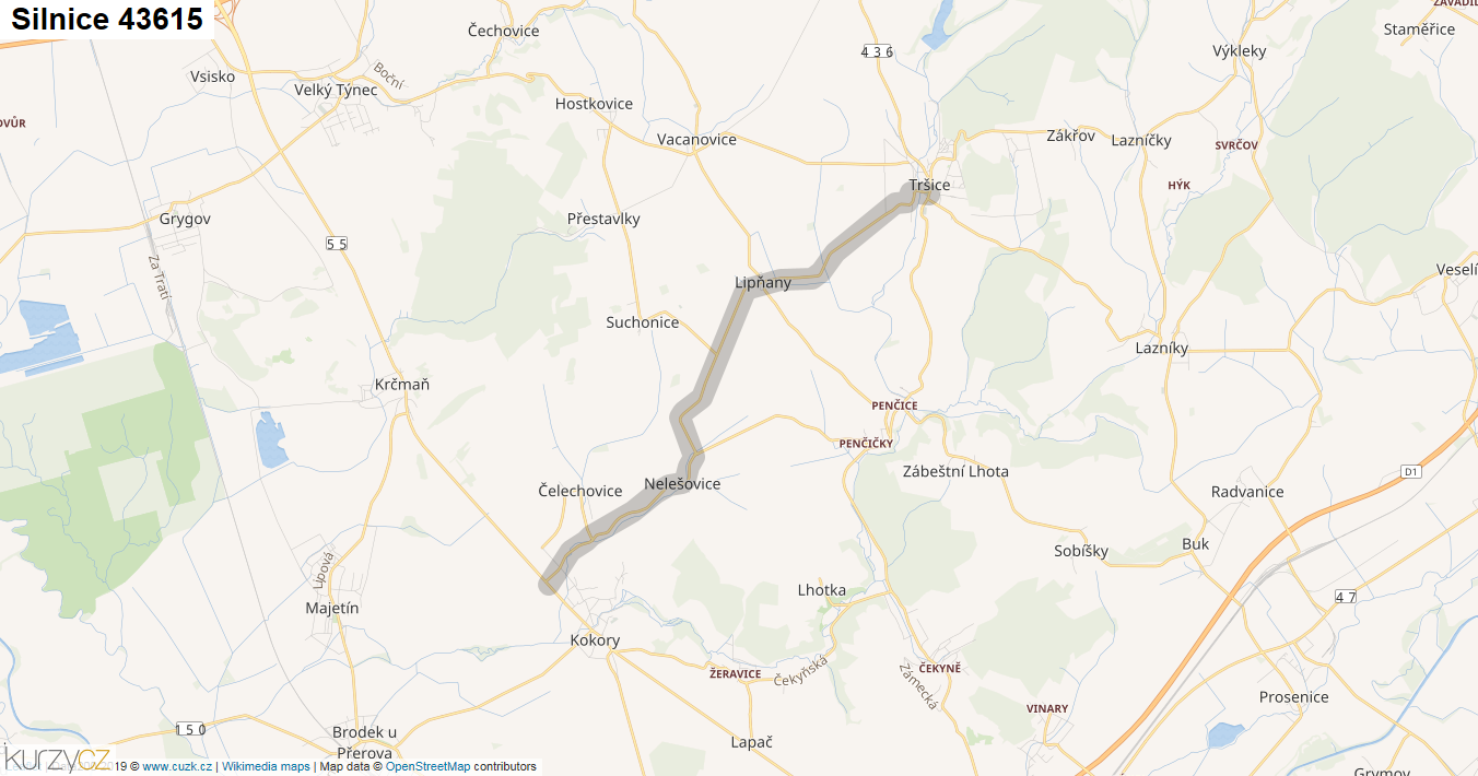 Silnice 43615 - mapa Silnice 43615