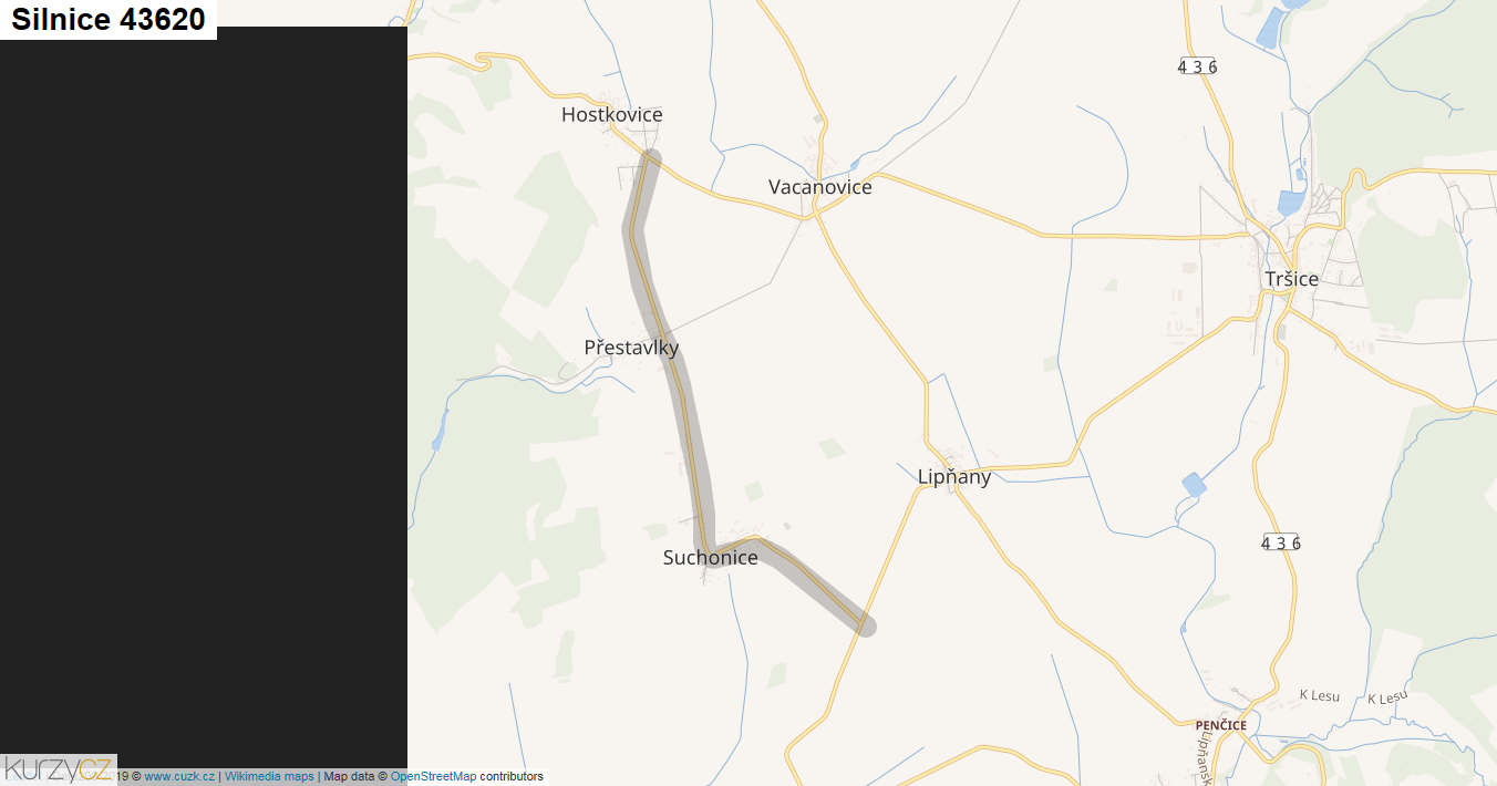Silnice 43620 - mapa Silnice 43620