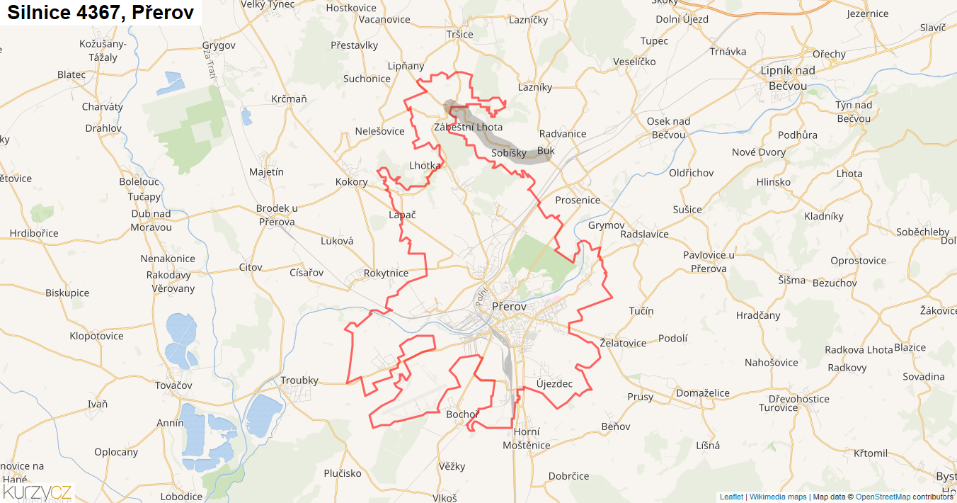 Přerov, Silnice 4367 - Mapa