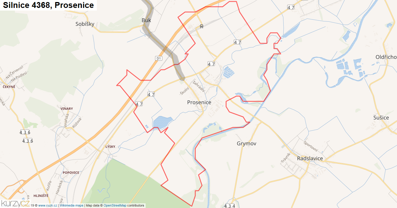 Prosenice, Silnice 4368 - Mapa