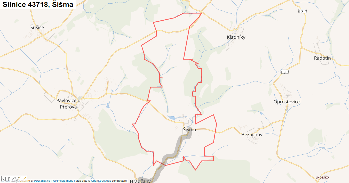 Šišma, Silnice 43718 - Mapa
