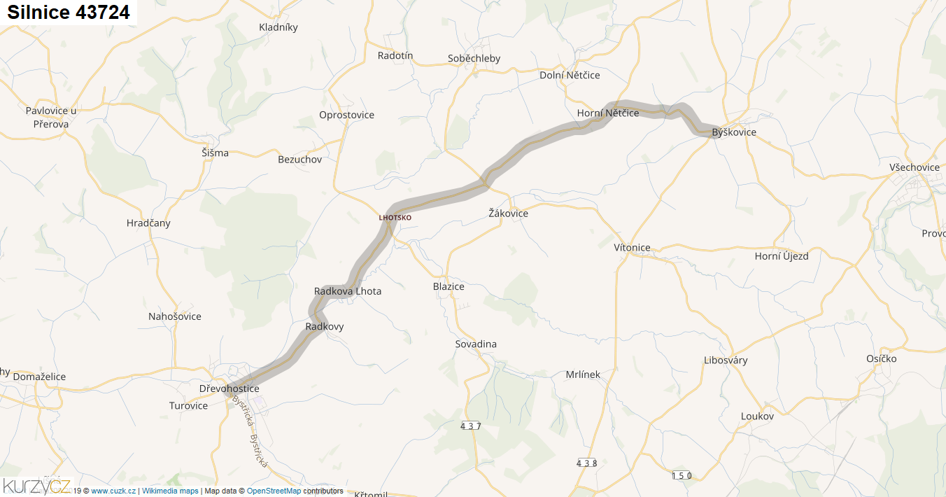 Silnice 43724 - mapa Silnice 43724