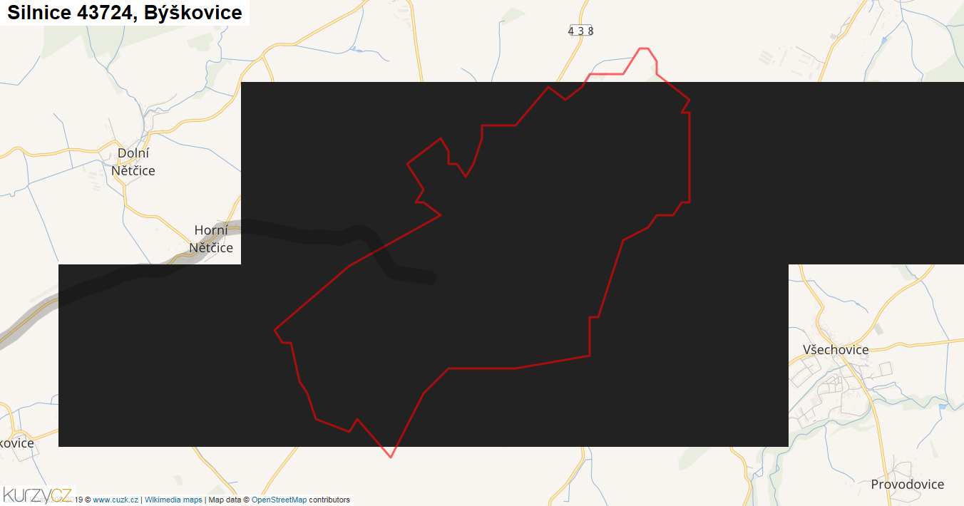Býškovice, Silnice 43724 - Mapa