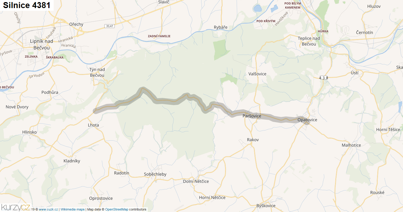 Silnice 4381 - mapa Silnice 4381